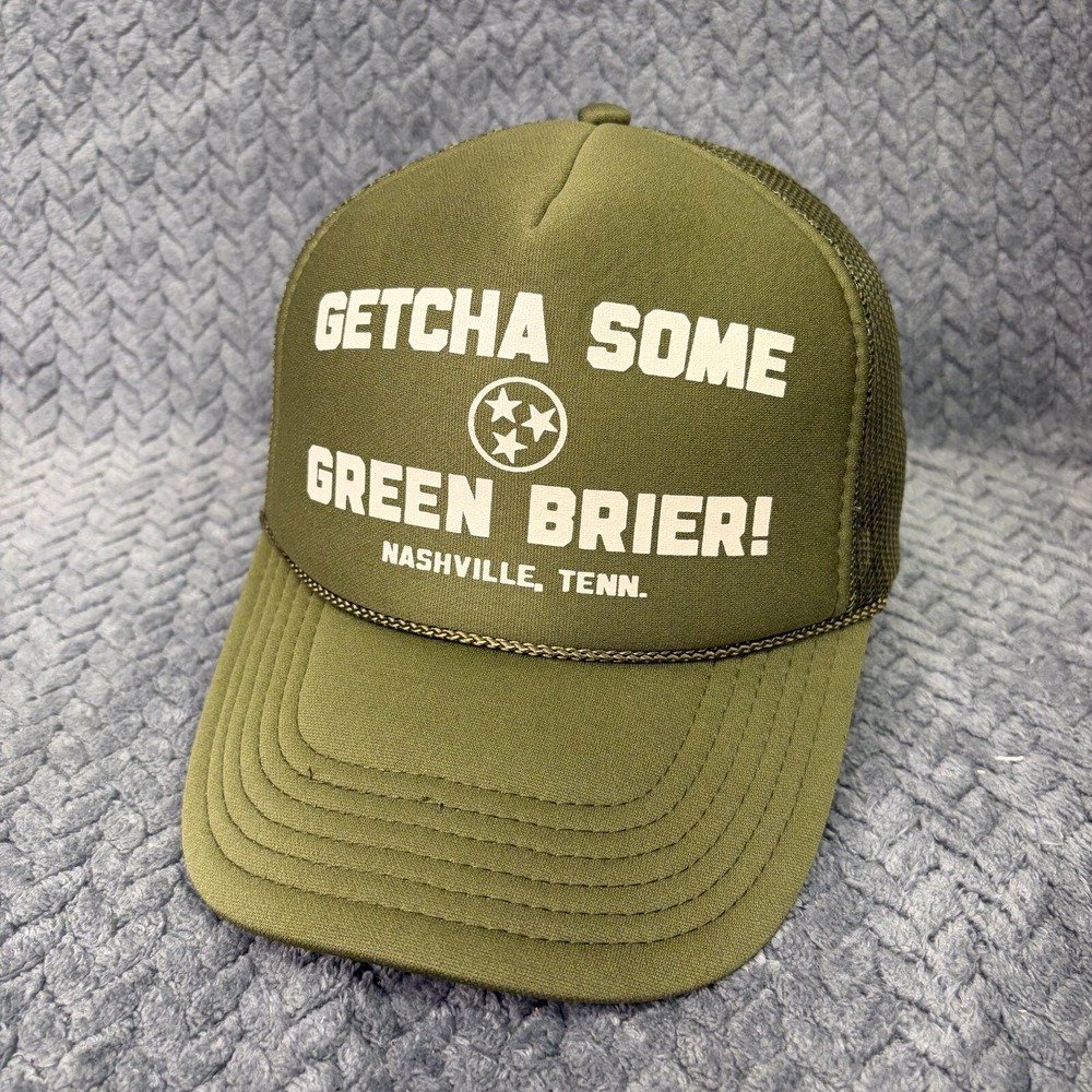 Otto Trucker Hat Nashville Green Brier Unisex OSFM Olive Green Mesh Snapback